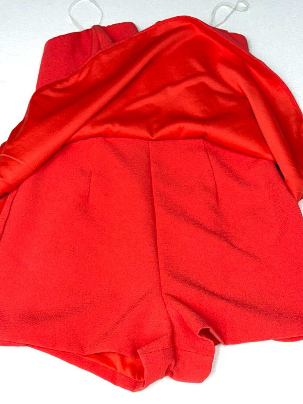 DO+BE Strapless Peplum Romper Womenβs S Orange Tiered Structured Jumpsuit - Picture 4 of 8